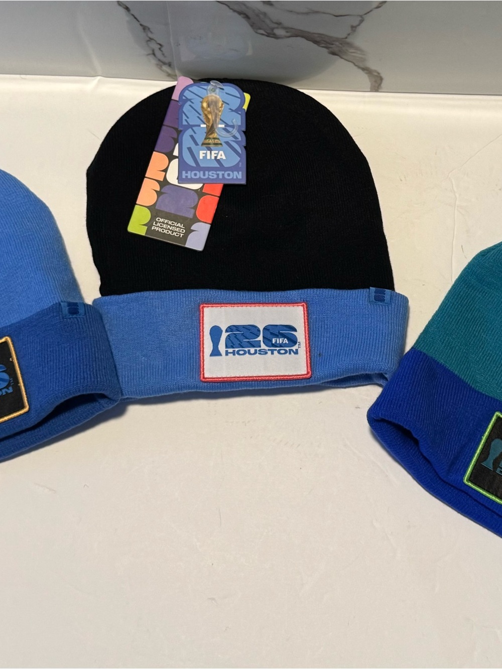 FIFA Houston Black and Light Blue Knit Beanie